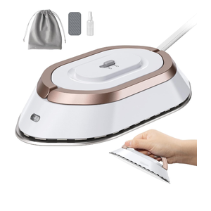 Portable Travel Iron, Dual Voltage 120V/220V, Lightweight with Storage Bag, White and Rose Gold