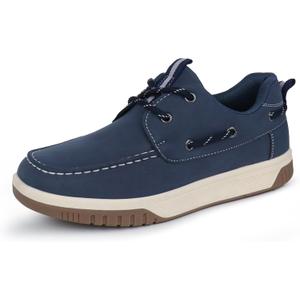 Hawkwell Kids Boys Loafer Casual School Flat Boat Shoes(Toddler/ Little Kid), Navy PU, 10 M US