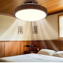 Bladeless Ceiling Fan with Light and Remote, Grained Modern Enclosed Ceiling Fan, Dimmable Led Bladeless Fan Light, Low Profile Flush Mounted Fan Indoor
