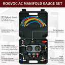 CALPOSE 3 Way AC Gauge SetAC Manifold Gauge Set for R134a R410a R12 R22 R502 RefrigerantRefrigerant Gauge Kit with 5FT HosesAnti-Collision DialR410a AdapterPuncturing Can Tap