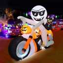 COMIN 6 FT Halloween Inflatables Ghost Outdoor Decorations Blow Up Yard Pumpkin Cat Motorcycle with Built-in LEDs for Indoor Party Garden Lawn Decor
