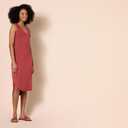 Amazon Essentials Women's Jersey Regular-Fit Sleeveless v-Neck Midi Dress (Previously Daily Ritual) (Large, Brick Red)