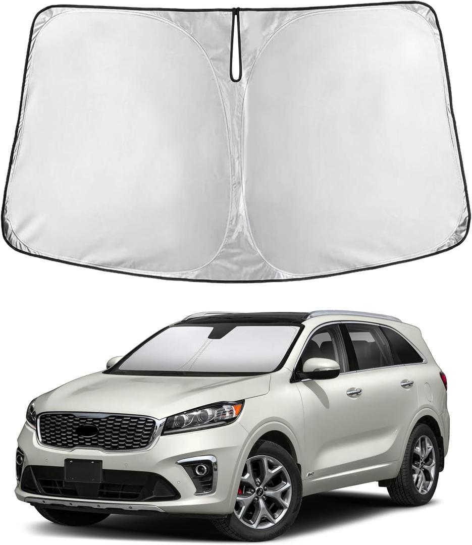 EcoNour Windshield Sunshade Compatible for Kia Sorento 2016-2018 2019 2020, Sun Visor for Front Windshield & Window Sun Shade Cover, UV Heat Blocker & Protector, Car Accessories