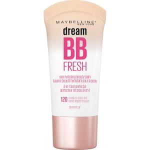 Maybelline Dream Fresh Skin Hydrating BB cream, 8-in-1 Skin Perfecting Beauty Balm with Broad Spectrum SPF 30, Sheer Tint Coverage, Oil-Free, Medium, 1 Fl Oz (1 Fl Oz (Pack of 1), 120 MEDIUM)