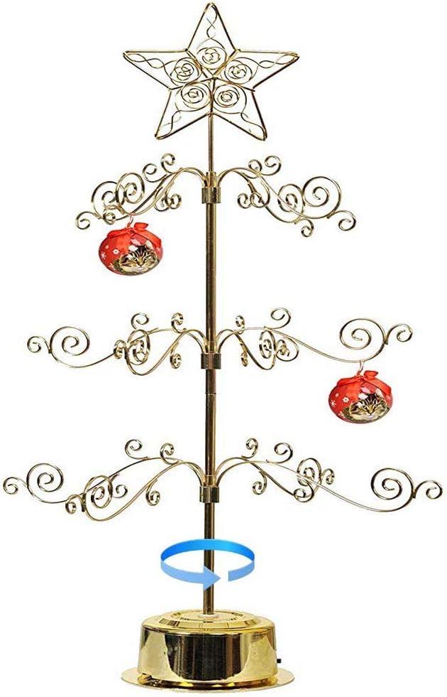 HOHIYA Rotating Ornament Display Tree Stand 24 Inch Metal Wire Hook Hanger for Hanging Christmas Balls Halloween Ornaments Craft Display Easter Decorations Tabletop Taiwan Made Brass Gold