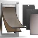 All Aluminum Dog Door with 2 Magnetic Flaps & 1 Replacement Flap, Heavy Duty Medium Doggy Door for Exterior Doors, Doggie Door wtih 2 Closing Panels, Dual Aluminum Locks, for Pets Up to 45 Lb