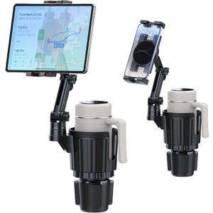 Peastrex Cup Holder Tablet Mount, Ipad Cup Holder Car Mount with Adjustable Arm for Tablet iPhone 3-13in iPad Pro Air Mini, Fire, iPhone 15, Galaxy S24 Z Fold 5