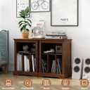 RowyPoey Large Farmhouse Record Player Stand, 31.5" Turntable Stand, Brown