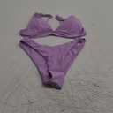 Generic Women's Sexy Two Piece Swimwear Triangle Plunging Neck Push Up High Cut Cheeky Thong Bikini Set Solid Color Swimsuit, S