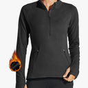 Women's Fleece Running Jacket Pullover Thermal Equestrian Shirt Golf Shirt Long Sleeve Half Zip Exercise Winter Gear, Size M