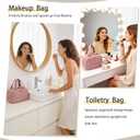 Travel Toiletry Bag for Women, Large Wide-open Puffy Cosmetic Makeup Bag with Wet-Dry Separation, Multi-Pocket Organizer with Carry Handle for Toiletries, Cosmetics, Essentials, Dark Pink