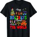 Family Lover Vacations Costume Holidays Around World Xmas Hanukkah Kwanzaa Diwali New Year Unisex-Kids T-Shirt Black Small