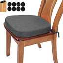 BUYUE Thickened 2.5" Friendly Woven Fabric Dining Chair Cushion, U-Shape High Density Foam Comfortable Chair Pad for Kitchen, Slip Resistant Indoor Seat Cushion (1 Piece, Dark Gray)