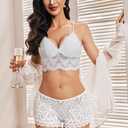 Avidlove Womens Underwear Sexy Boyshorts Panties Lace Full Coverage Boxer Briefs with Criss Cross Back (White, S)