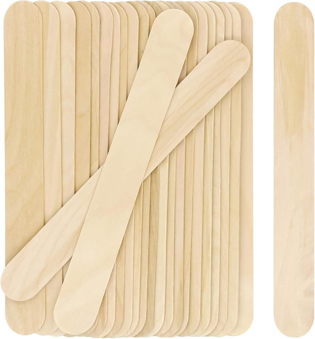WISYOK 8'' Jumbo Craft Sticks, 60pcs Extra Large Natural Premium Wood, Ice Cream Sticks, Jumbo Sticks, Large Tongue Depressors, Plant Labels, Hair Removal and Waxing Supplies, Crafting