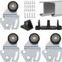 Sliding Closet Door Roller Kit with 48inch Track  Top Hung Door Replacement Hardware with 1-Inch Convex Ball Bearing Wheels, Stamped Steel, 1/4" & 1/2" Offset Brackets.