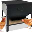 Metal Chicken Feeder No Waste, Large Capacity Poultry Feeder, Adjustable Galvanized Steel Chicken Coop Feeder with Lid and Handle