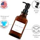 Emerson Essentials Soap Dispenser, Dish Soap Dispenser, Soap Dispenser Bathroom Set, Hand Soap Dispenser, Kitchen Soap Dispenser Set, Glass Soap Dispenser with Pump and Labels | 16 Oz 2-Pack (Amber | Black)