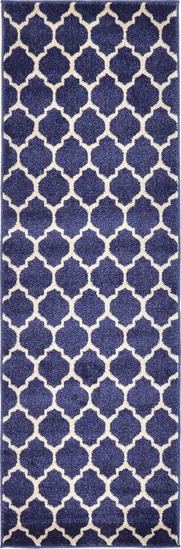 Unique Loom Trellis Collection Area Rug - Philadelphia (2' x 6' 1" Runner Dark Blue/Navy Blue)