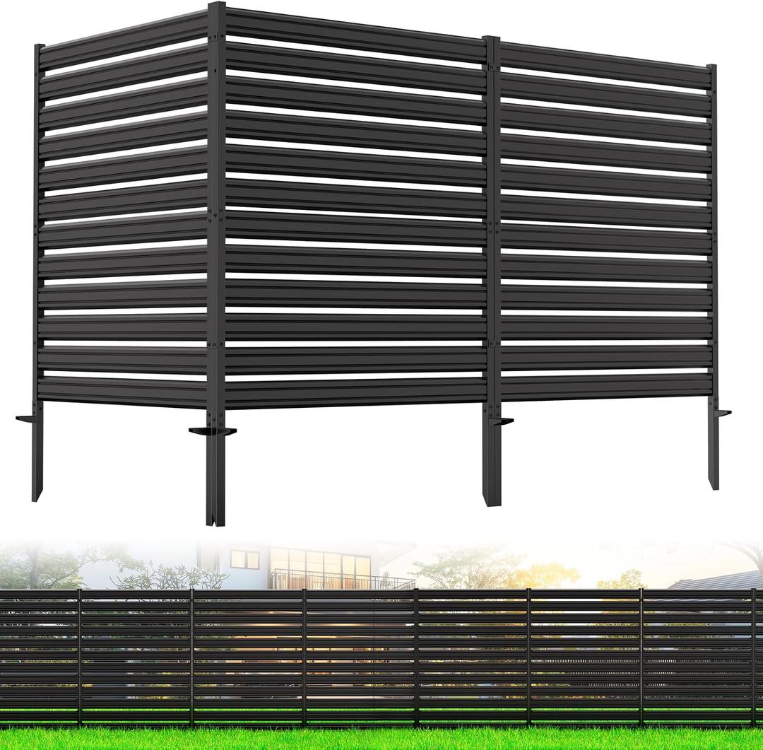 3 Panels No-Dig Metal Privacy Fence Screen, 42" H 38" W Outdoor Air Conditioner Fence, Rustproof AC Unit Cover to Hide Trash Bins, Pool Equipment Enclosure, Decorative Garden, Patio & Backyard