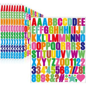970 Pcs 10 Sheets Letter Stickers,Self Adhesive Waterproof 1 Inch Mailbox Numbers Vinyl Stickers,Alphabet Decals for Water Bottle,Window,Door,Classroom,Car,Laptop,Scrapbook (Colorful, 1 Inch)