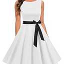 Gardenwed Women's Vintage Dress Sleeveless Cocktail 1950s Dresses Retro Tea Party Swing White L