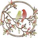 Ferraycle Metal Wall Art Bird on Tree Branch Silhouette Bird Art Decor for Living Room Garden Bedroom Office Home Wall Housewarming Party Decor(Elegant Color)