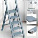 Mayi Plus 5 Step Ladder, Lightweight Folding Step Stool with Convenient Handgrip,Aluminum 330lbs Capacity Step Ladder for Office,Household,Kitchen,Library(Blue)