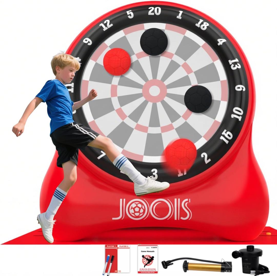 6.5ft Giant Inflatable Soccer Dart Board & 24+ Games - Includes Game Manuals, Kick Darts Perfect for Family Party, Carnival Games