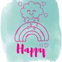 Children Happy Happy Quote Wall Decal Decoration Beautiful Happy Smiling Clouds Cute Rainbow Boho Design Lasts Years and Easily Removable - Size: 32 in(W) x 40 in(H)