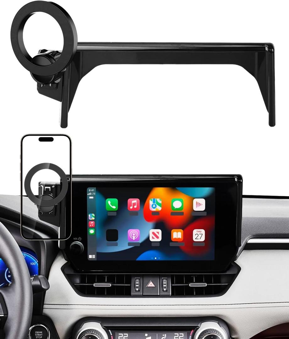 PZK Car Phone Holder for Toyota RAV4 2019 2020-2023 2024 2025 Hybrid LE/XLE/Premium Accessories 7/8-Inch Screen 360 Rotation Phone Mount Compatible with Magsafe Not Affect Vent (Not fit 9/10.5 inch)