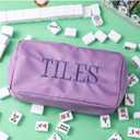 Empty Mahjong Bag Thickened American Mahjong Tiles Bag with Zipper Storage Pouch for Board Game Pieces Game Party Travel Gatherings Accessories, 10.4''x5.6'', Case Only(Tiles,Purple)