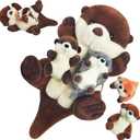5 PCS Sea Otter Stuffed Animals, Large Mommy Stuffed Otter Plush with Babies Inside - Soft Cuddly Otter Pillow Toy with 4 Babies in Zippered Belly for Kids Christmas Birthday Gifts Ocean Party Decors