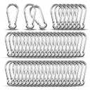 Small Carabiner Clip Hooks, 50pcs 2.36 inch Carabiners Heavy Duty, 304 Stainless Steel Spring Snap Hook Fits Camping Hiking, Metal Clips for Rope Chain Keys Rings