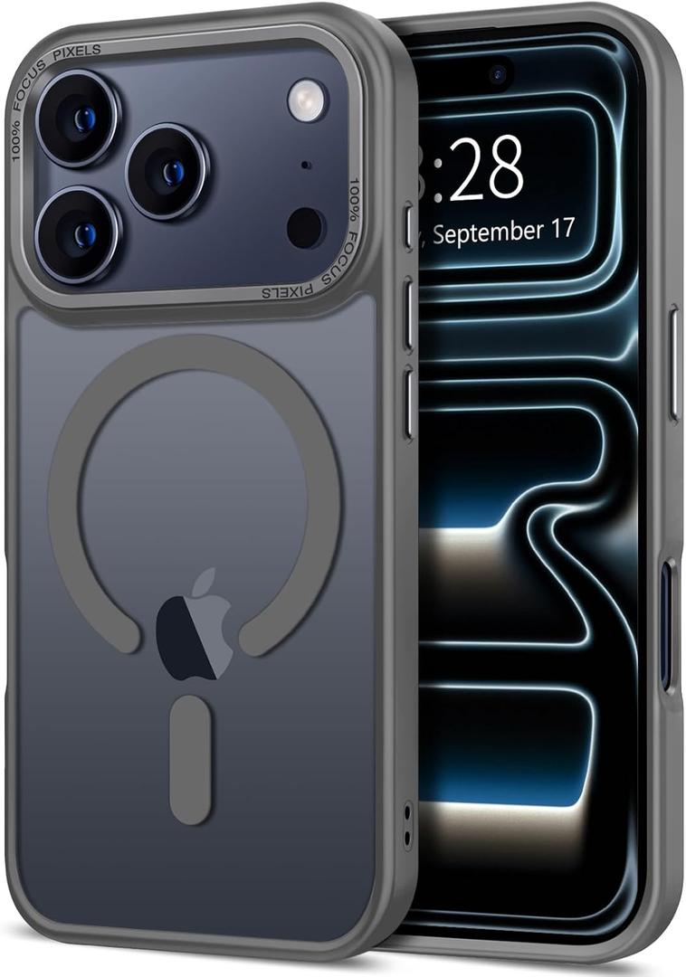 Hython Case for iPhone 17 Pro Max Case Magnetic Translucent Matte Phone Cases 6.9" [Compatible with MagSafe] Thin Slim Fit Shockproof Bumper Hard Protective Cover for Women Men Girls, Frosted Gray