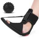 Upgraded Plantar Fasciitis Night Splint with Massage Ball for Foot Pain Relief Causing by Plantar Fasciitis, Achilles Tendonitis, Heel Spur, Comfortable & Easy-to-use Brace for Men & Women, Black Large