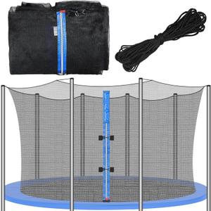 Trampoline Net Replacement Trampoline Safety Round Frame Enclosure Weather Resistant Breathable Net with Double Headed Zippers (12 FT)