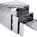 MorningRo 3 Pcs Nested Stainless Steel Display Risers with Hammered Finish Silver Food Dessert Display Stand for Catering Cupcake Collectibles Shoe, Item Weight 6.1 pounds Item dimensions L x W x H 9.06 x 8.86 x 8.86 inches