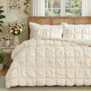 Amélie Home Queen Comforter Set, Bubble Textured, Beige, 3-Piece