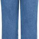 THUNDER STAR Womens High Waisted Wide Leg Jeans Stretchy Distressed Denim Pants, 12, M Blue