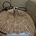 HUEHENGHAO Dark Brown Rattan Pendant Light, 3-Light Large Woven Pendant Hanging Light Natural Basket Chandelier Farmhouse Bamboo Pendant Lighting for Dining Living Bedroom Kitchen Famhouse (3-light 17.72 inch)