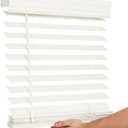 LOTUS & WINDOWARE Cordless 2-inchFaux Wood Blind 35" Wide x 36" Long,(Soft White-Antique White),Smooth, Room Darkening, Horizontal Blinds for Living Room, Bedroom, Interior Door Windows (35"W x 36"H)
