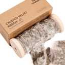 8 x Vitalizart Brown Velvet Ribbon 1" Christmas Handmade Frayed Edges Glossy Ribbon for Gift Wrapping Tree Ornaments Wreath Garland Holiday Decorations 5 Yd Total