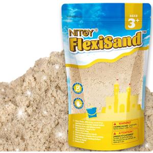 NiToy FlexiSand 2.2Lbs Play Sand, Never Dries Out-Fun for 3 Years and up Kids Bulk Refill for Sensory Sand Box Toys, Ideal for Shaping, Squeezing and Molding (Orignial Color)