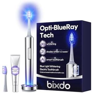 bixdo Whitening Electric Toothbrush for Adults, Professional 460nm Whitening Blue Light Tech, 31,000VPM Sonic & Oscillating Cleaning with Smart AI Sensor, 6-Month Long-Lasting Battery