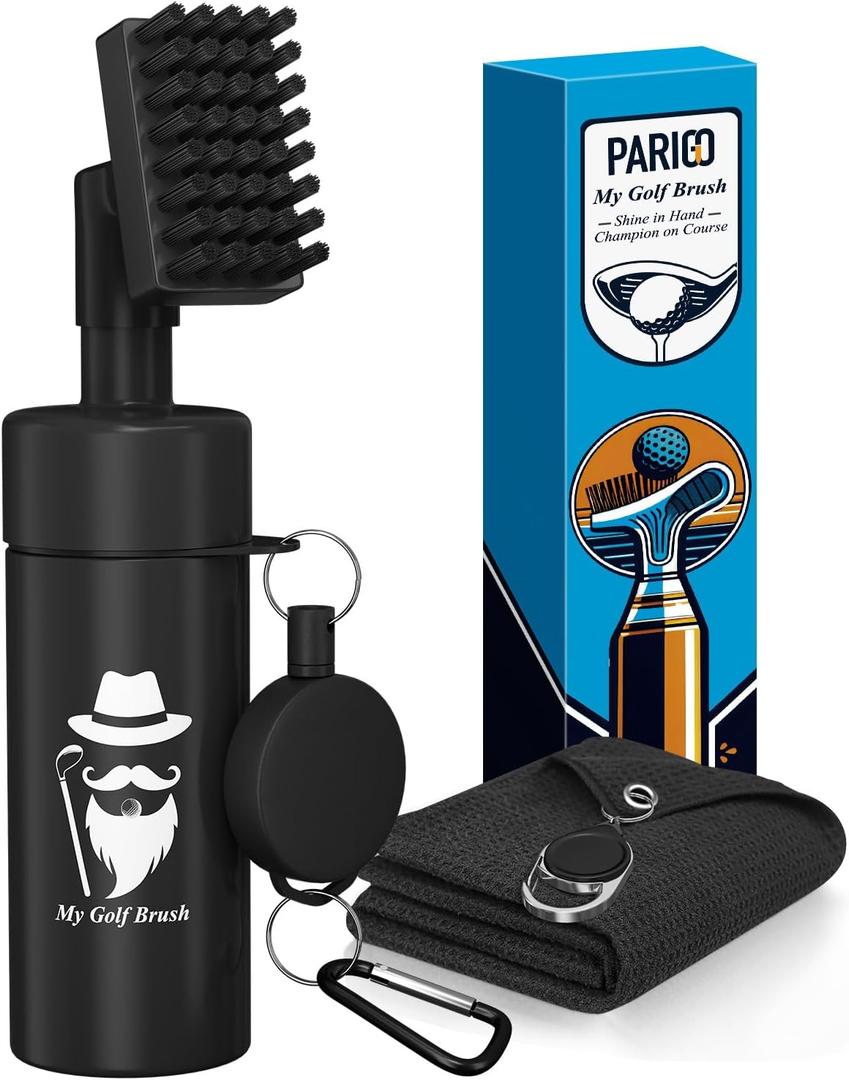 Golf Club Cleaner Brush with Golf Towel: Christmas Stocking Stuffers for Men Adult Golf Accessories for Men Grip Scrub Cleaning Kit Retractable Clip Hold 5 Oz Water Useful Golfer Gifts Idea Cool Gear