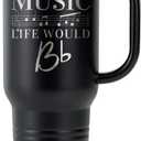 Onebttl Music Lover Gifts For Men, Women - Without Music Life Would B Flat - 40oz/1180ml Stainless Steel Insulated Tumbler with Handle, Straw & Lid - Musician Gifts, Musical Lovers Gift (Black)
