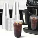 [100 Sets - 18oz Round Bottom Clear Plastic Cups with Lids and Straws, Disposable Iced Coffee Cups with Lids To Go Cold Drink Cups for Smoothies, Juices, Party Catering