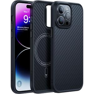 TORRAS Upgraded Stronger Magnetic for iPhone 14 Pro Case, 12 FT Military Grade Drop Tested, Compatible with MagSafe, Scratch Resistant for iPhone 14 Pro Phone Case, Aramid Fiber Back/Black Edge