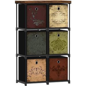 VASICAR Small Fabric Dresser with 6 Drawers, DIY Cube Organizer for Closet, Storage Drawer Unit Chest of Drawers for Bedroom, Living Room, Hallway, Dorm, Pattern